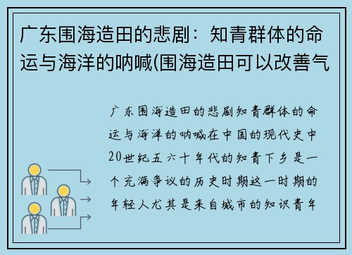 广东围海造田的悲剧：知青群体的命运与海洋的呐喊(围海造田可以改善气候吗)