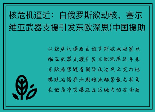 核危机逼近：白俄罗斯欲动核，塞尔维亚武器支援引发东欧深思(中国援助塞尔维亚武器)